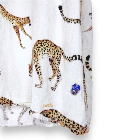 Anthropologie Nach Bijoux Boho Leopard Pattern Linen Blend Top Size L - Picture 4 of 8